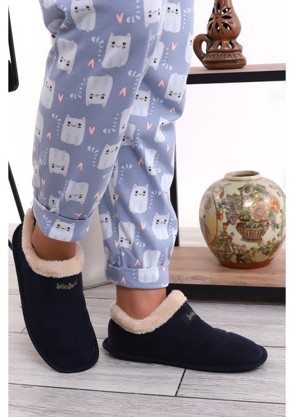 STL-015 Kadın - Erkek Kışlık Yünlü Ev Pandufu Botu Ev Ayakkabısı