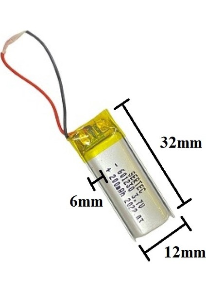 601230 3.7V 200 Mah Şarj Edilebilir Lityum Polimer Pil (1.5A)