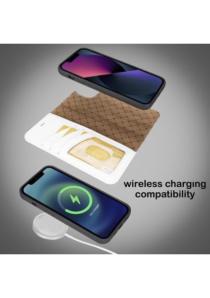 Apple iPhone 14 Plus Uyumlu Deri Cüzdanlı Kılıf Mwwn F3 Beyaz