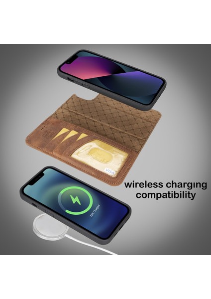 Apple iPhone 14 Plus Uyumlu Deri Cüzdanlı Kılıf Mwwn Leo1 Leopar