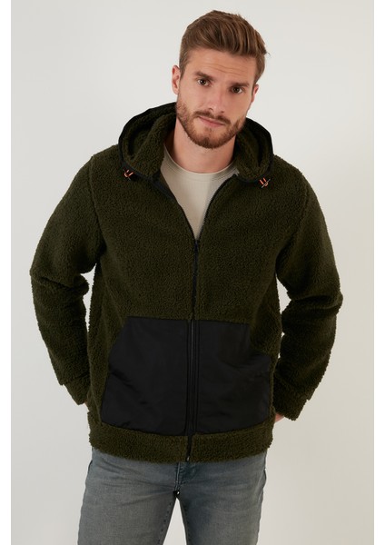 Regular Fit Fermuarlı Kapüşonlu Polar Hırka Erkek Hırka 5909005