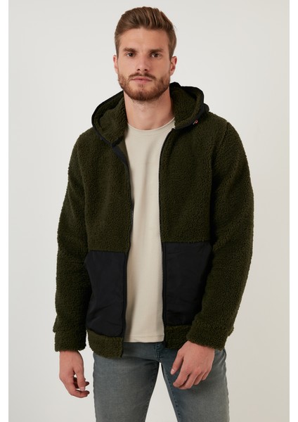 Regular Fit Fermuarlı Kapüşonlu Polar Hırka Erkek Hırka 5909005