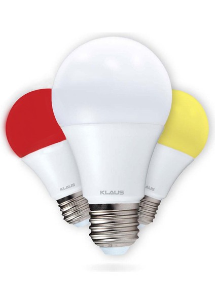 9W LED Ampul Lamba 3 Renk Bir Arada Beyaz Sarı Kırmızı