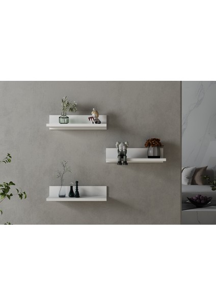 Rubi Duvar Rafı Beyaz 40 cm 3'lü Set