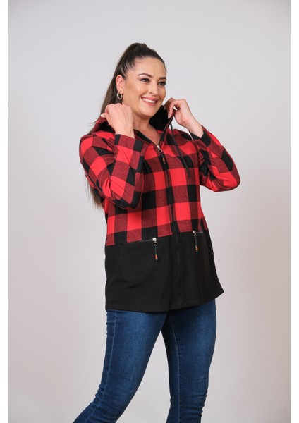 Büyük Beden Kapüşonlu Kadın Baharlık Mont modelleri