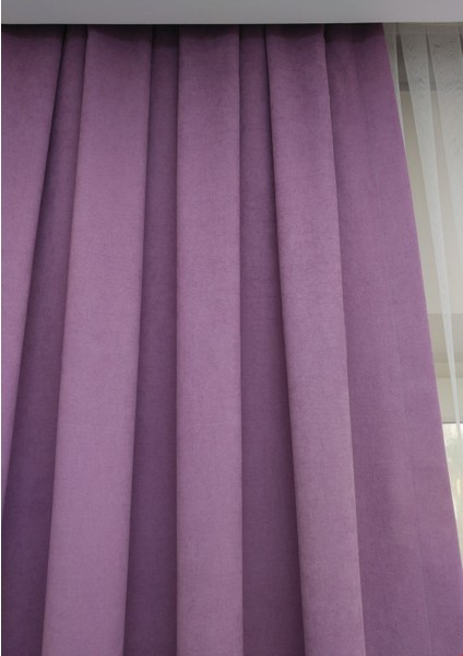 Taç Eflatun Petek Kadife Dokulu Fon Perde, 1/2 Seyrek Pile, 50 x 270 cm fırsatları