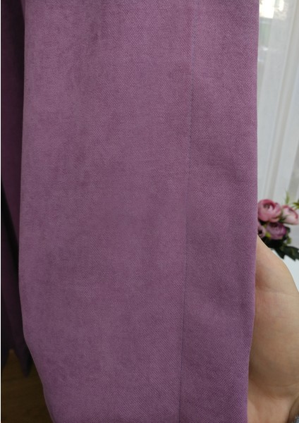 Taç Eflatun Petek Kadife Dokulu Fon Perde, 1/2 Seyrek Pile, 50 x 270 cm indirimleri