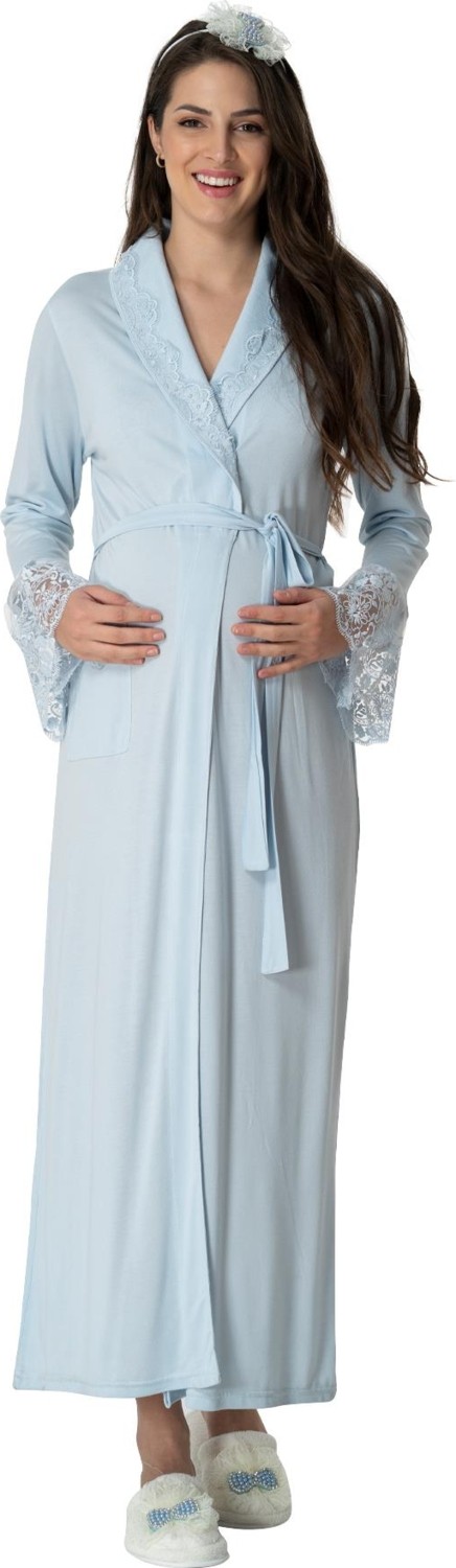 Mecit Pijama Mecit 1924 Mavi Dört Parça Hamile Lohusa Set görsel 4