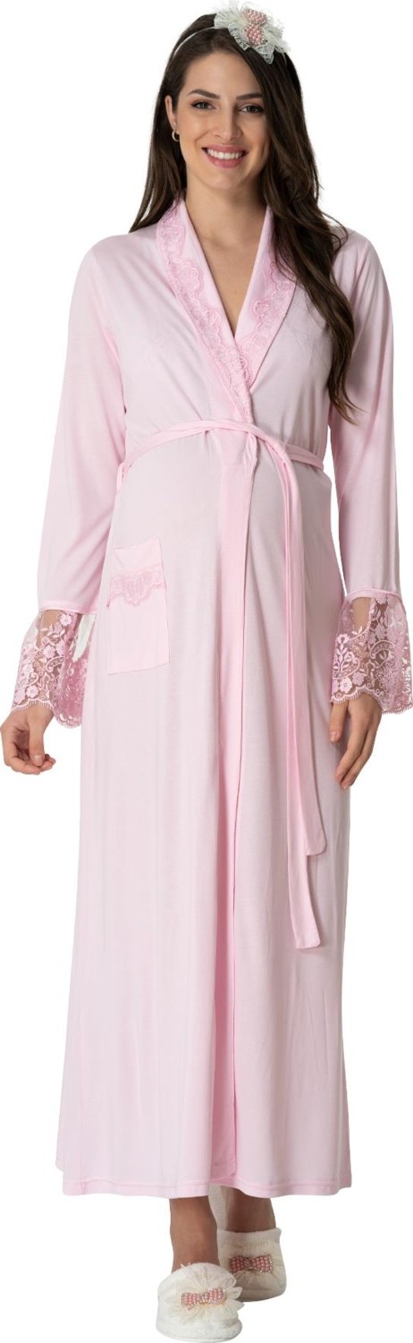 Mecit Pijama Mecit 1924 Pembe Dört Parça Hamile Lohusa Set görsel 4