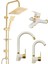 Gold Altın Kare Robot Seti Banyo Gold Lavabo Mutfak Bataryası Musluğu Çeşmesi 4'lü Set Kare Robot Full Set 1