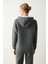 Gri Uzun Kollu Kapüşonlu Baskılı Sweatshirt 3