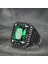 925 Ayar Gümüş Yeşil Zirkon Taşlı Usta Işi Erkek Yüzük 3