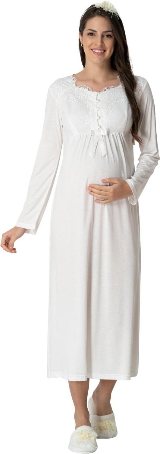 Mecit Pijama Mecit 1924 Ekru Dört Parça Hamile Lohusa Set görsel 3