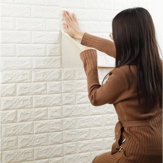 Renkli Duvarlar 70X30 cm Beyaz Kendinden Yapışkanlı 3D Esnek Duvar Kaplama Kağıdı Paneli