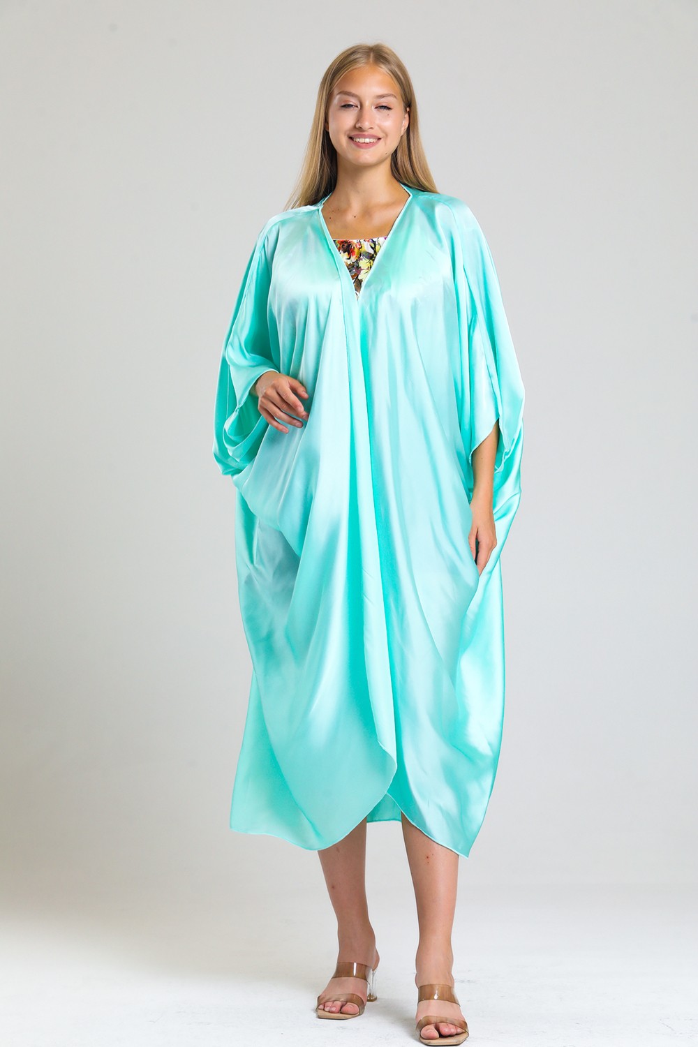 Sense Şifon Plaj Kimono | ELB33597 Mint Saten görsel 5
