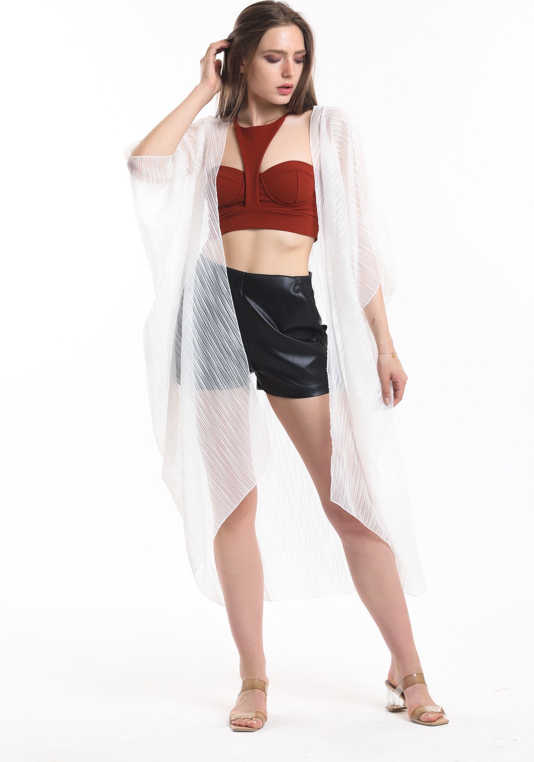 Sense Şifon Plaj Kimono | ELB33597 Ekru Kırinkıl