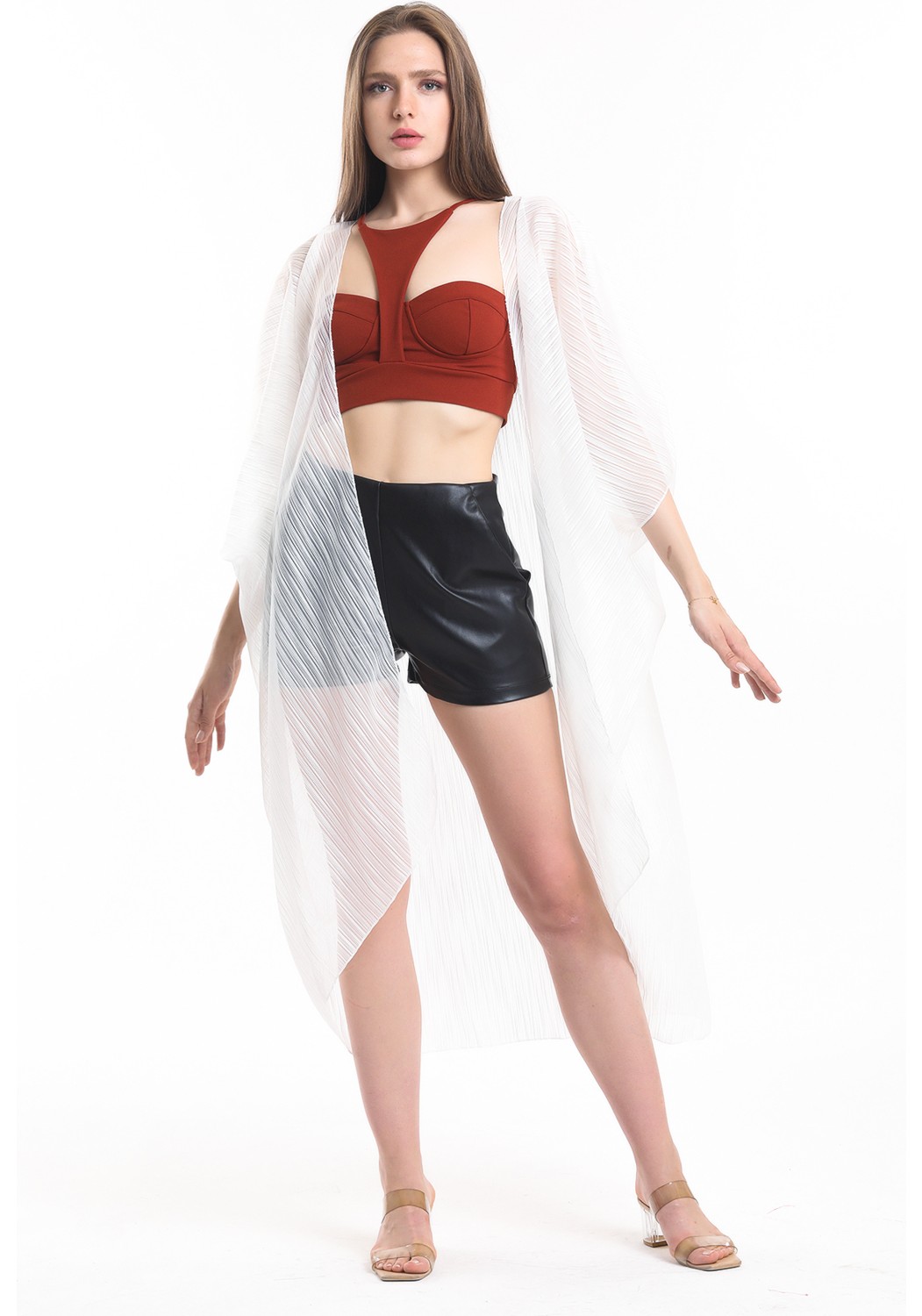 Sense Şifon Plaj Kimono | ELB33597 Ekru Kırinkıl görsel 2