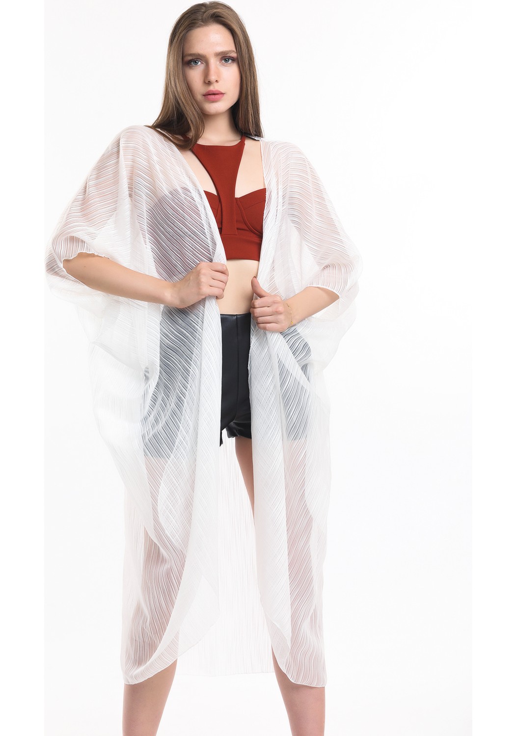 Sense Şifon Plaj Kimono | ELB33597 Ekru Kırinkıl görsel 3