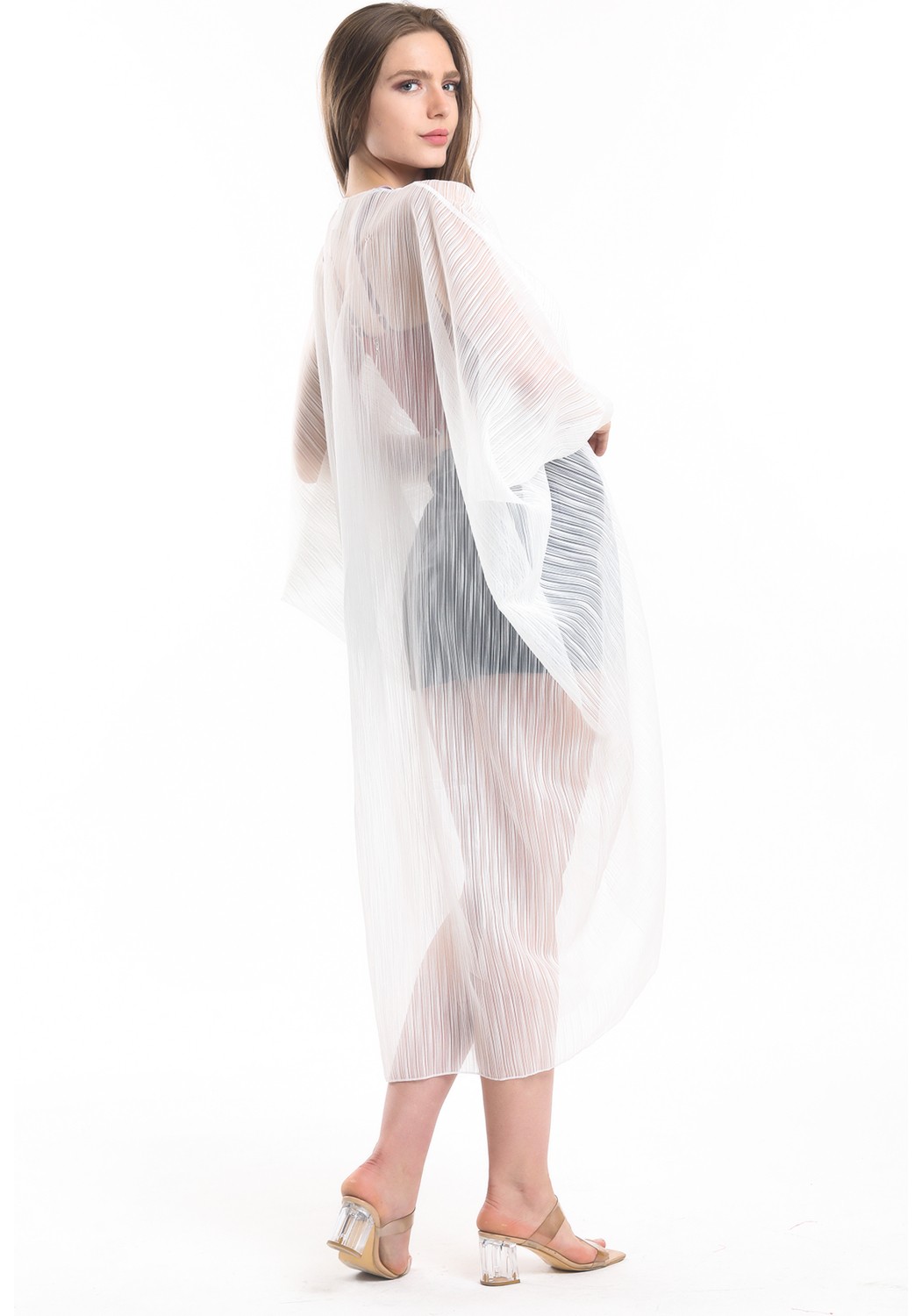Sense Şifon Plaj Kimono | ELB33597 Ekru Kırinkıl görsel 4