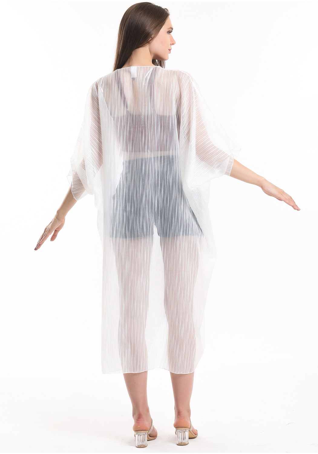 Sense Şifon Plaj Kimono | ELB33597 Ekru Kırinkıl görsel 5