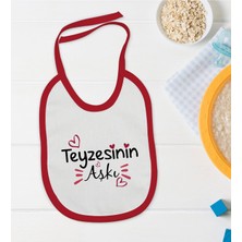 Bk Kids Teyzesinin Aşkı Tasarımlı Kırmızı Bebek Mama Önlüğü-1