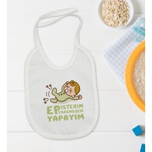 Bk Kids Ep Isterim Tasarımlı Beyaz Bebek Mama Önlüğü-2