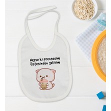 Bk Kids Prensesim Üstesinden Gelirim Tasarımlı Beyaz Bebek Mama Önlüğü-1