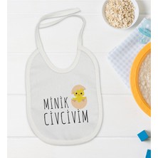 Bk Kids Minik Civcivim Tasarımlı Beyaz Bebek Mama Önlüğü-1