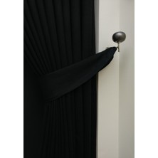 Evdepo Home Taç Siyah Petek Kadife Dokulu Tek Kanat Fon Perde, 1/2.5 Normal Pile, 50 x 270 cm