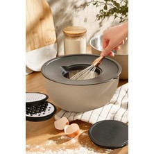 24 cm 5 Parça Rendeli Eğimli Karıştırma Kabı Krem