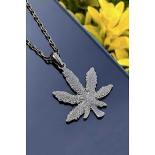 Trend Collection Siyah Füme Kenevir Yaprağı Model Erkek Kolye