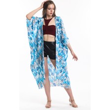 Sense Şifon Plaj Kimono | ELB33597 Lale Des.mavi