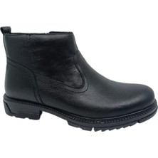 Zerhan 203 Erkek Siyah Deri Fermuarlı Bot