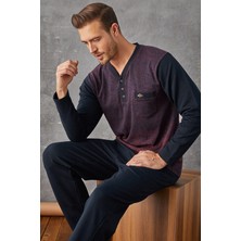 GOLDOREMİ Kly 7033 Erkek Jivago Yaka Pijama Takım