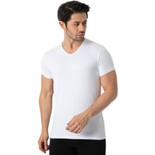 GOLDOREMİ LÜX DRM 3905 Erkek Bambu Nefes Alabilen İnce Rahat Yazlık Kumaş V Yaka Kısa Kollu T-Shirt