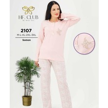 GOLDOREMİ HF Club 2107 Kadın Önden Düğmeli Uzun Kollu Pijama Takımı