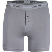 Yıldız 112 Erkek Pamuklu Gri Likralı Uzun Boxer