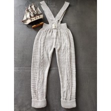 Meriç Bebe Saç Örgülü Unisex Kalın Kışlık Askılı Triko Tayt