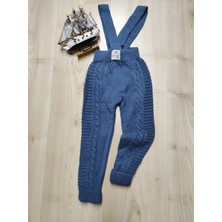 Meriç Bebe Saç Örgülü Unisex Kalın Kışlık Askılı Triko Tayt