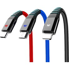 Apple iPhone 6s Plus Şarj Kablosu 3 In 1 ( Lightning - Micro USB - Type C ) KNF-DC08