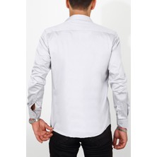 Escardin Slim Fit Gri Renk Erkek Gömlek