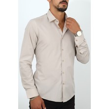 Escardin Slim Fit Krem Renk Erkek Gömlek