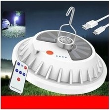 Solar Güneş Enerjili ve USB Şarjlı Kumandalı 4 Modlu Bahçe Aydınlatma LED Askılı Pratik Kamp Lambası