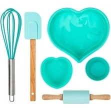 11 Parça Silikon Kek Seti Kalp Tiffany