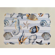 Amerikan Servis Çift Taraflı 1. Sınıf Parlak Silinebilir Kağıt 12'li Deniz Canlıları-Balık Desen