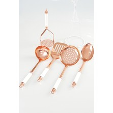 6 Parça Metal Beyaz Bronz Servis Seti