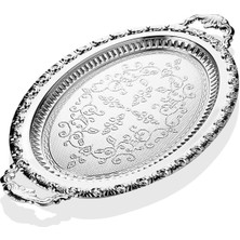 Kararmaz Lüx Gümüş Kaplama Oval Tepsi