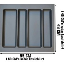 Gri Lüx 55 cm x 49 cm Çekmece Içi Kepçelik - 50 Cmx 40 Cm’ Ye Kadar Kısalır ( Kaşıklık )