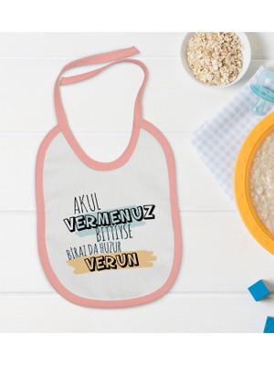 Bk Kids Akul Vermenuz Bittiyse Tasarımlı Pembe Bebek Mama Önlüğü-1