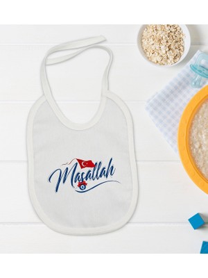Bk Kids Maşallah Tasarımlı Beyaz Bebek Mama Önlüğü-3